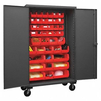 DURHAM MFG K4881 Bin Cabinet 80 x48 x24 Gray 42RedBns, 36EZ65