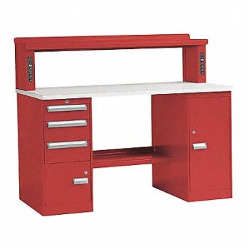 EQUIPTO Workbench Cherry Red 72 W Unassembled, 36F813