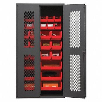 DURHAM MFG K4942 Bin Cabinet 72 x36 x18 Gray 30RedBns, 36FA02