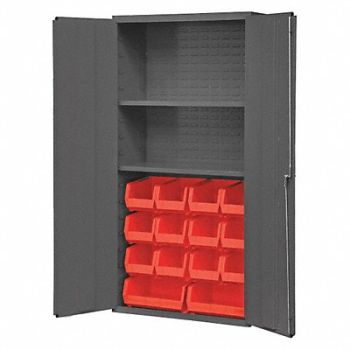 DURHAM MFG K4908 Bin Cabinet 72 x36 x18 Gray 14RedBns, 36FC05