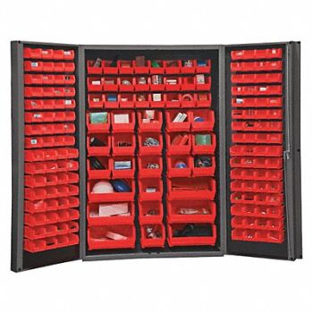 DURHAM MFG K4892 Bin Cabinet 72 x48 x24 Gray 176RedBns, 36FC14
