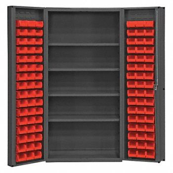 DURHAM MFG K4910 Bin Cabinet 72 x36 x24 Gray 96RedBns, 36FC30