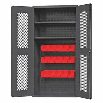 DURHAM MFG K4950 Bin Cabinet 72 x36 x24 Gray 15RedBns, 36FC38