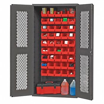 DURHAM MFG K4943 Bin Cabinet 72 x36 x18 Gray 45RedBns, 36FC35