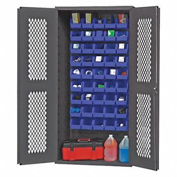 DURHAM MFG K4943 Bin Cabinet 72 x36 x18 Gray 45BlueBns, 36FC36