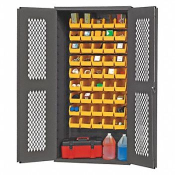 DURHAM MFG K4943 Bin Cabinet 72 x36 x18 Gray 45YlwBns, 36FC37