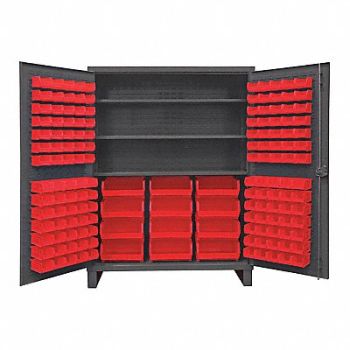 DURHAM MFG K4929 Bin Cabinet 78 x60 x24 Gray 156RedBns, 36FC63