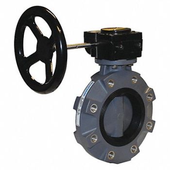 HAYWARD Butterfly Valve GFPP Ntrle 4in Gear Lug, 36FT69
