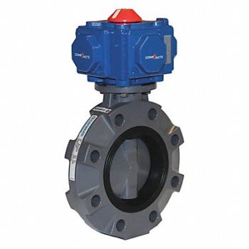 HAYWARD Butterfly Valve 6in PVC FPM Pneu Spr Rtn, 36FV28