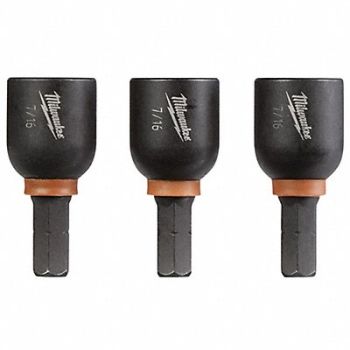 MILWAUKEE Nutsetter 7/16 Steel Impact Rated PK3, 36GG57