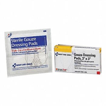 FIRST AID ONLY Gauze Pad Sterile 3 in L x 3 in W PK8, 36LF25
