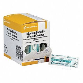 FIRST AID ONLY Butterfly Close Plastc 3/8x1-3/4In PK100, 36LF34