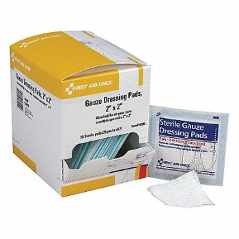 FIRST AID ONLY Gauze Pad Sterile 2 x 2 In PK50, 36LF42