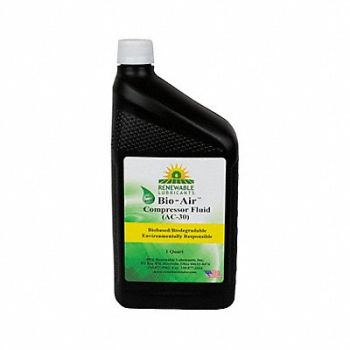 RENEWABLE LUBRICANTS Compressor Oil 1 qt Bottle 30 SAE Grade, 36N465