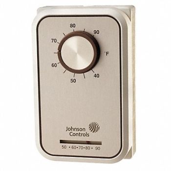 JOHNSON CONTROLS Line Volt NP Analog Tstat 1H/1C Black, 20XJ81