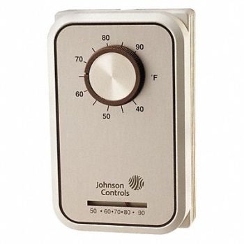 JOHNSON CONTROLS Line Volt NP Analog Tstat 1H White SPST, 20XJ83