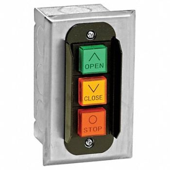 AMERICAN GARAGE DOOR SUPPLY Control Station SS 3 Buttons Nema 1, 36R989