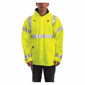 TINGLEY J2256 Arc Flash Rain Jacket Cat 2 Ylw/Grn 3XL, 36RP97