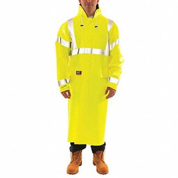 TINGLEY J2261 Arc Flash Rain Coat Cat 2 Ylw/Grn 4XL, 36RR31