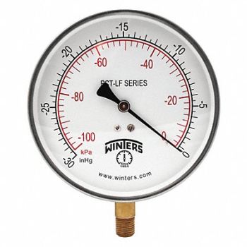 WINTERS Gauge Pressure 4-1/2in 30in Hg Vac to 0, 36TV46