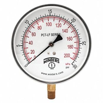 WINTERS Gauge Pressure 4-1/2in 0 to 30 psi, 36TV47