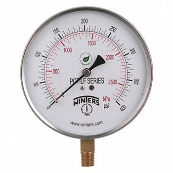 WINTERS Gauge Pressure 4-1/2in 0 to 400 psi, 36TV48