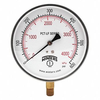 WINTERS Gauge Pressure 4-1/2in 0 to 600 psi, 36TV49