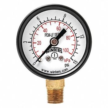 WINTERS J1377 Gauge Pressure 1-1/2in. 0 to 15 psi, 36TV51