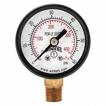 WINTERS J1377 Gauge Pressure 1-1/2in. 0 to 60 psi, 36TV53