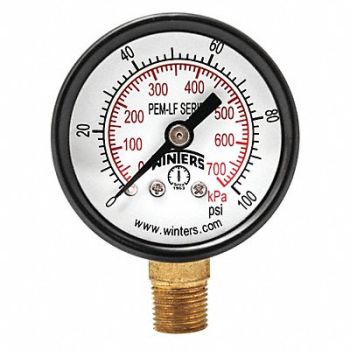 WINTERS J1377 Gauge Pressure 1-1/2in. 0 to 100 psi, 36TV54