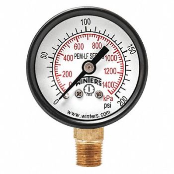 WINTERS J1377 Gauge Pressure 1-1/2in. 0 to 200 psi, 36TV56