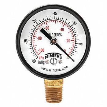 WINTERS J1379 Gauge Pressure 2in. 30in. Hg Vac to 0, 36TV58