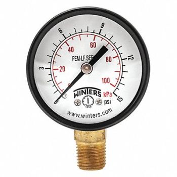 WINTERS J1379 Gauge Pressure 2in. 0 to 15 psi, 36TV59