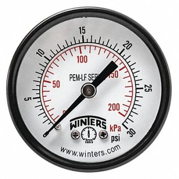 WINTERS J1387 Gauge Pressure 2in. 0 to 30 psi, 36TV65