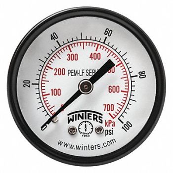 WINTERS Gauge Pressure 2in. 0 to 100 psi, 36TV68