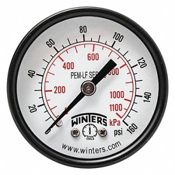 WINTERS Gauge Pressure 2in. 0 to 160 psi, 36TV70