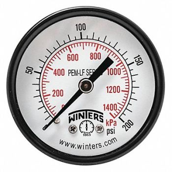 WINTERS J1387 Gauge Pressure 2in. 0 to 200 psi, 36TV72