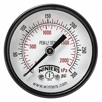 WINTERS J1387 Gauge Pressure 2in. 0 to 300 psi, 36TV73