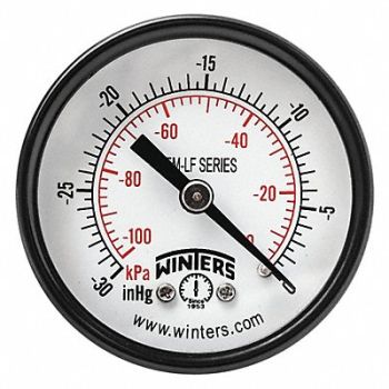 WINTERS Gauge Pressure 2in. 30in. Hg Vac to 0, 36TV78