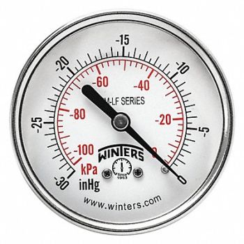 WINTERS Gauge Pressure 2-1/2in 30in Hg Vac to 0, 36TV84