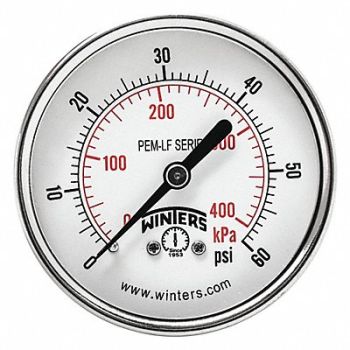 WINTERS J1388 Gauge Pressure 2-1/2in 0 to 60 psi, 36TV87