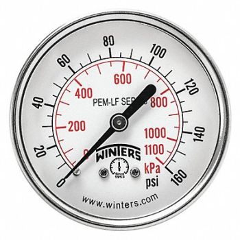 WINTERS J1388 Gauge Pressure 2-1/2in 0 to 160 psi, 36TV89