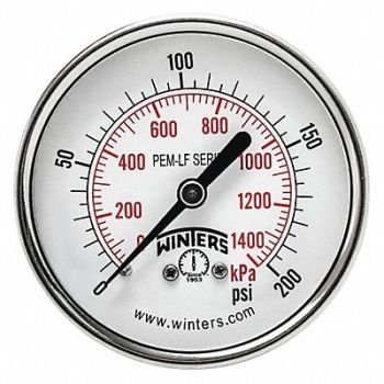 WINTERS J1388 Gauge Pressure 2-1/2in 0 to 200 psi, 36TV90