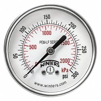 WINTERS J1388 Gauge Pressure 2-1/2in 0 to 300 psi, 36TV91