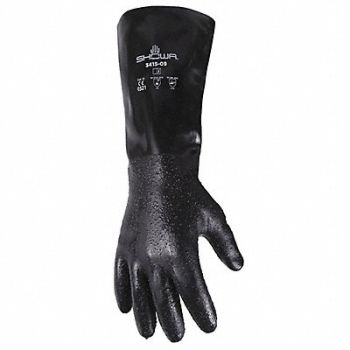 SHOWA J1333 Chemical Resistant Gloves XL Black PR, 36UN93