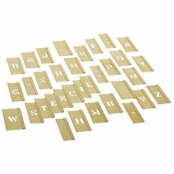 REESE INTERLOCKING STENCILS Stencil Letters Brass 1/2in.W x 1/2in.H, 36WM22
