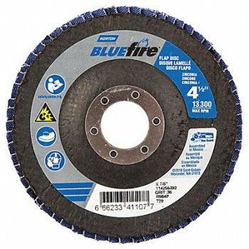 NORTON Fiber Disc 4 1/2 in Dia 7/8in Arbor PK2, 36WT58