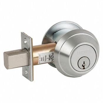 SCHLAGE 2-Cyl Deadbolt Standard SatinChrome C123, 36Z097