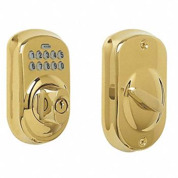 SCHLAGE Deadbolt Lock Polished Brass 10 Button, 36Z098