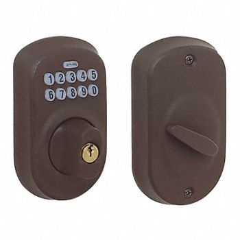 SCHLAGE Deadbolt Lock Oil Rubd Bronze 10 Button, 36Z099